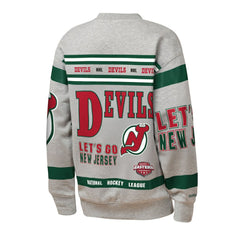 New Jersey Devils - Mitchell & Ness Youth Allover Print Fleece Crewneck Sweatshirt Heather Gray
