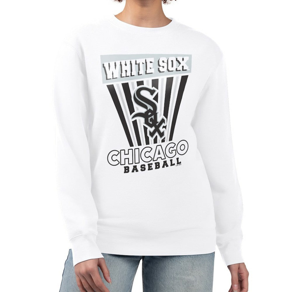 Chicago White Sox Starter Women's Poster Print Team Fleece Pullover Sweatshirt Clearance