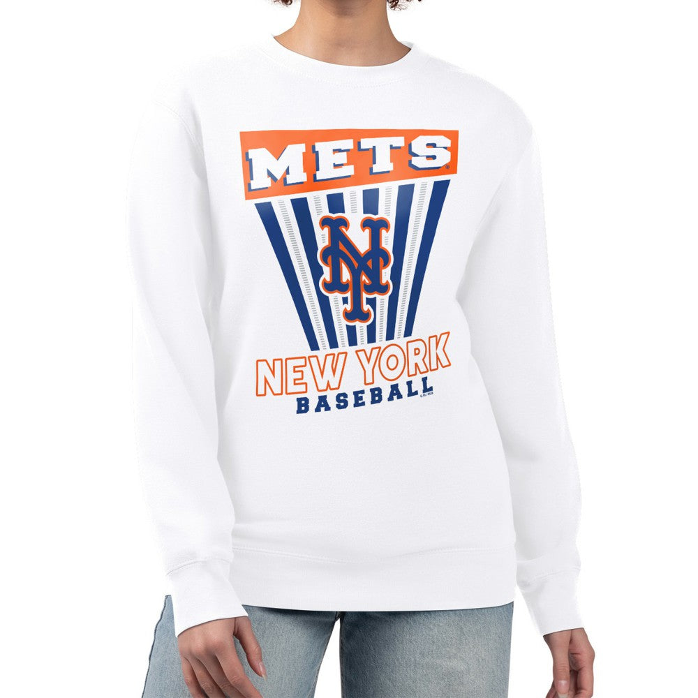 New York Mets Starter Women's Poster Print Team Fleece Pullover Sweatshirt On Sale