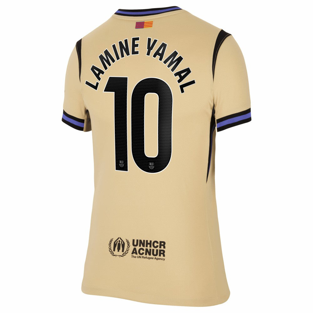 Nike Lamine Yamal Barcelona Women's 2025/26 Away Stadium Replica Jerseys - Gold