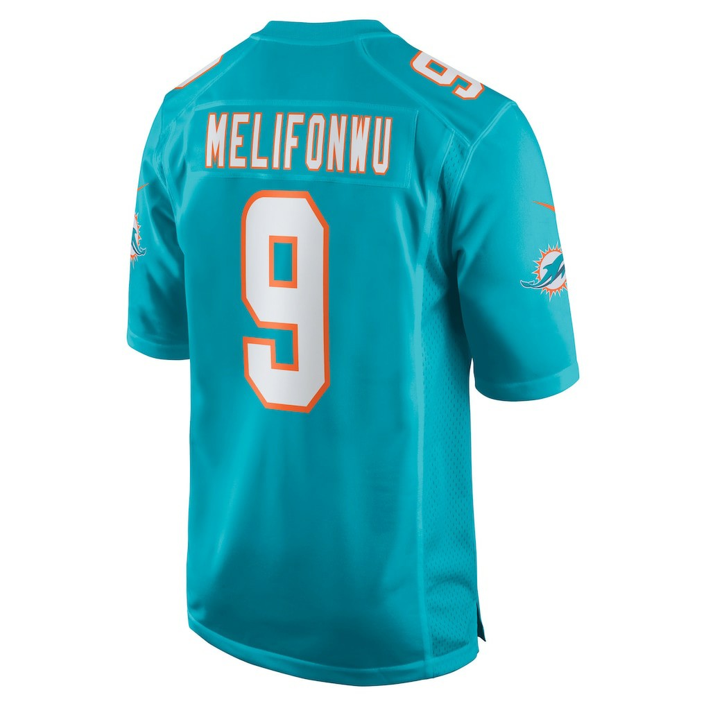 Ifeatu Melifonwu Miami Dolphins Team Game Jersey Aqua - Nike