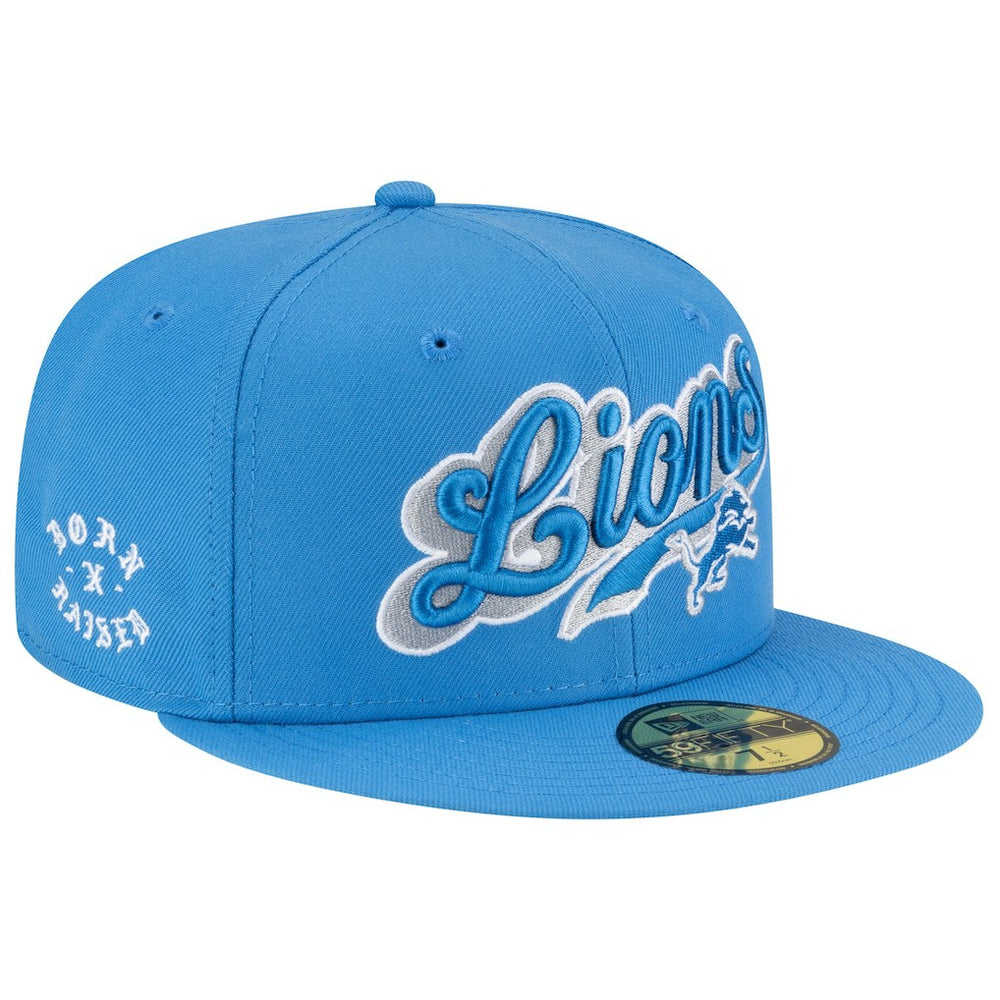 Detroit Lions New Era Born x Raised 59FIFTY Fitted Hat Blue - NFL