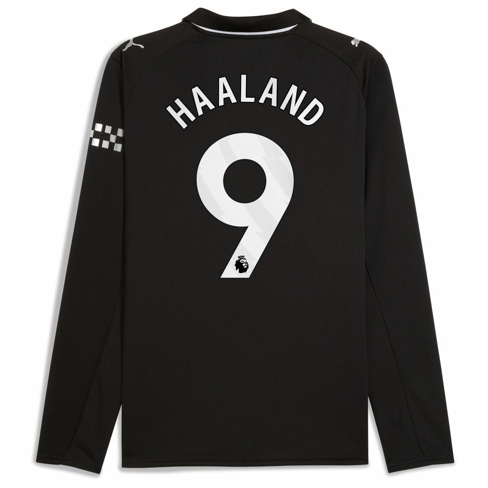 Puma Erling Haaland Manchester City 2025/26 Away Replica Long Sleeve Player Jerseys - Black