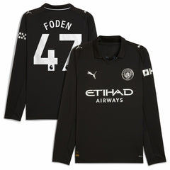 Puma Phil Foden Manchester City Away 2025/26 Replica Long Sleeve Player Jerseys - Black