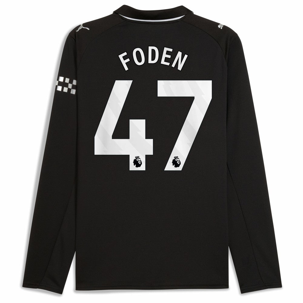 Puma Phil Foden Manchester City Away 2025/26 Replica Long Sleeve Player Jerseys - Black