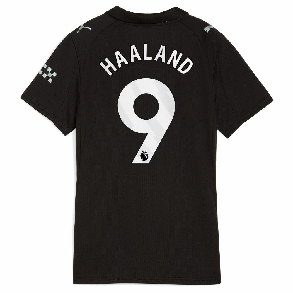 Puma Erling Haaland Manchester City Women's 2025/26 Away Replica Player Jerseys - Black
