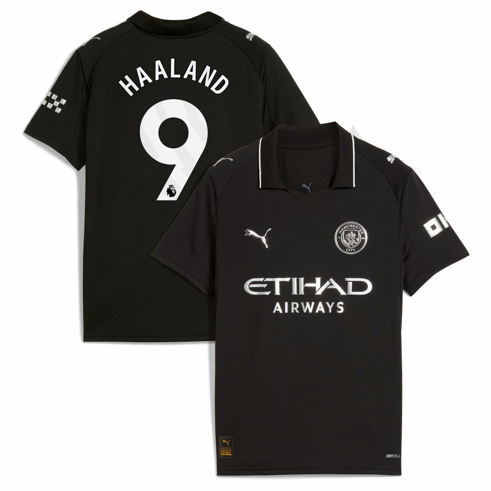 Puma Erling Haaland Manchester City Youth 2025/26 Away Replica Player Jerseys - Black