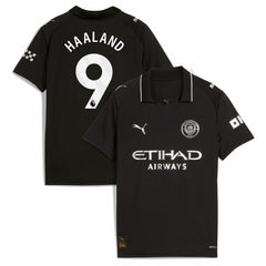 Puma Erling Haaland Manchester City Youth 2025/26 Away Replica Player Jerseys - Black