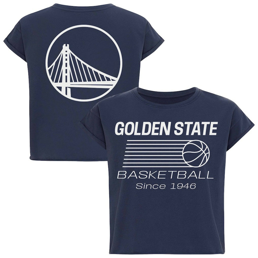 NBA - Golden State Warriors Sportiqe Women's Athletic Club Collection Alana Premium Cropped T-Shirt - Blue