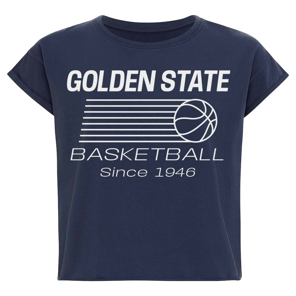 NBA - Golden State Warriors Sportiqe Women's Athletic Club Collection Alana Premium Cropped T-Shirt - Blue