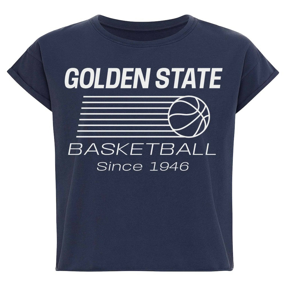 NBA - Golden State Warriors Sportiqe Women's Athletic Club Collection Alana Premium Cropped T-Shirt - Blue