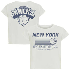 NBA - New York Knicks Sportiqe Women's Athletic Club Collection Alana Premium Cropped T-Shirt - Cream