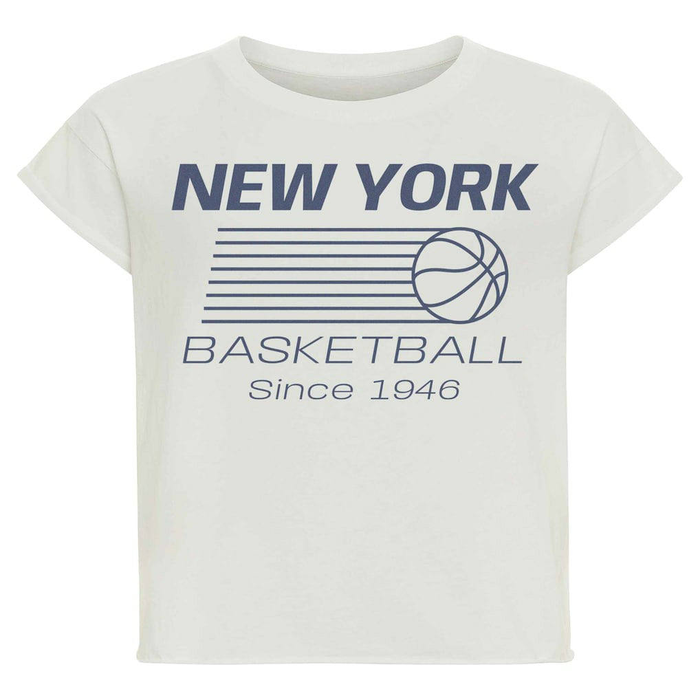 NBA - New York Knicks Sportiqe Women's Athletic Club Collection Alana Premium Cropped T-Shirt - Cream