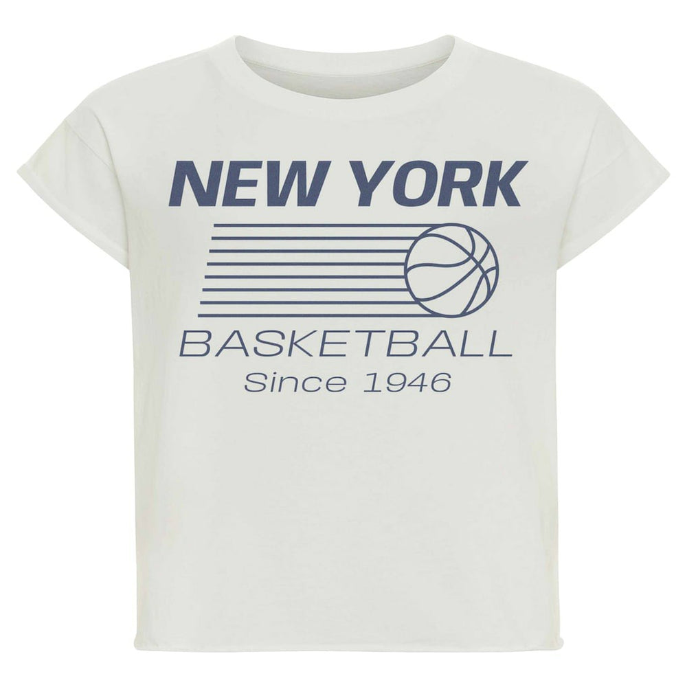 NBA - New York Knicks Sportiqe Women's Athletic Club Collection Alana Premium Cropped T-Shirt - Cream