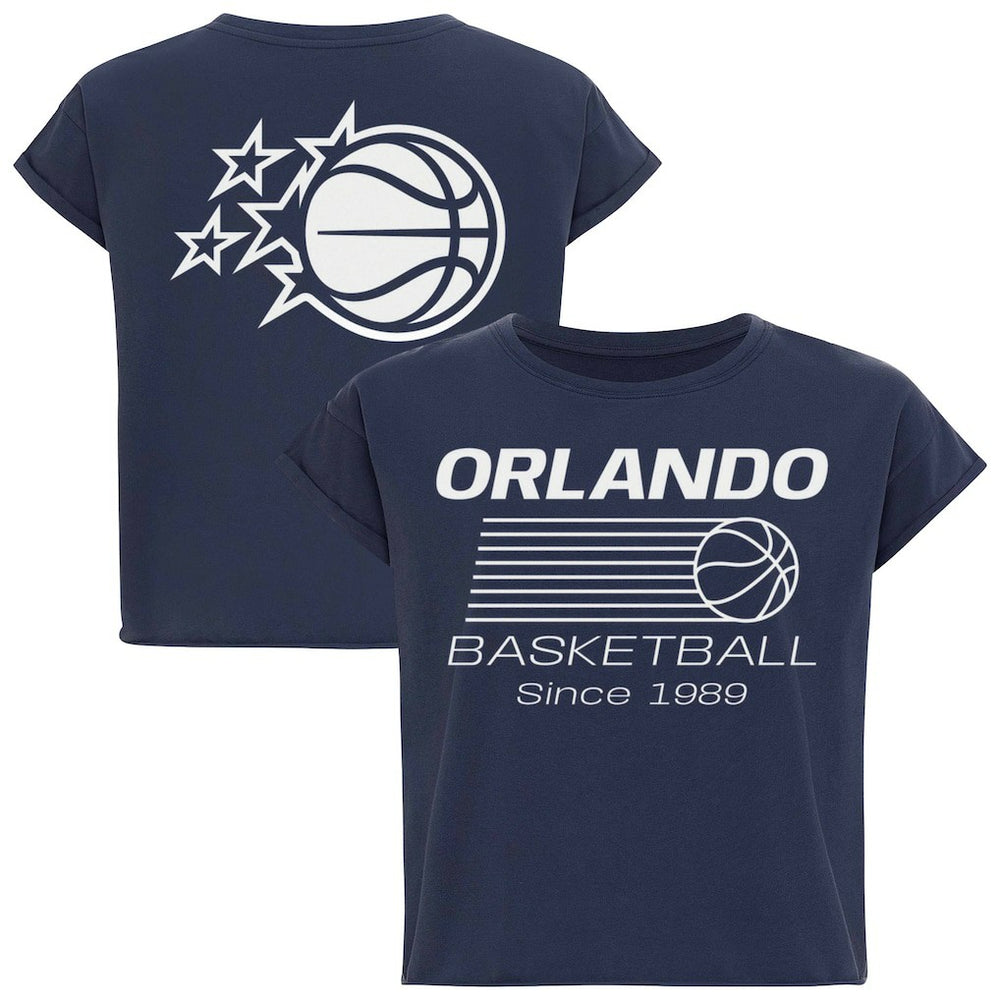 NBA - Orlando Magic Sportiqe Women's Athletic Club Collection Alana Premium Cropped T-Shirt - Navy