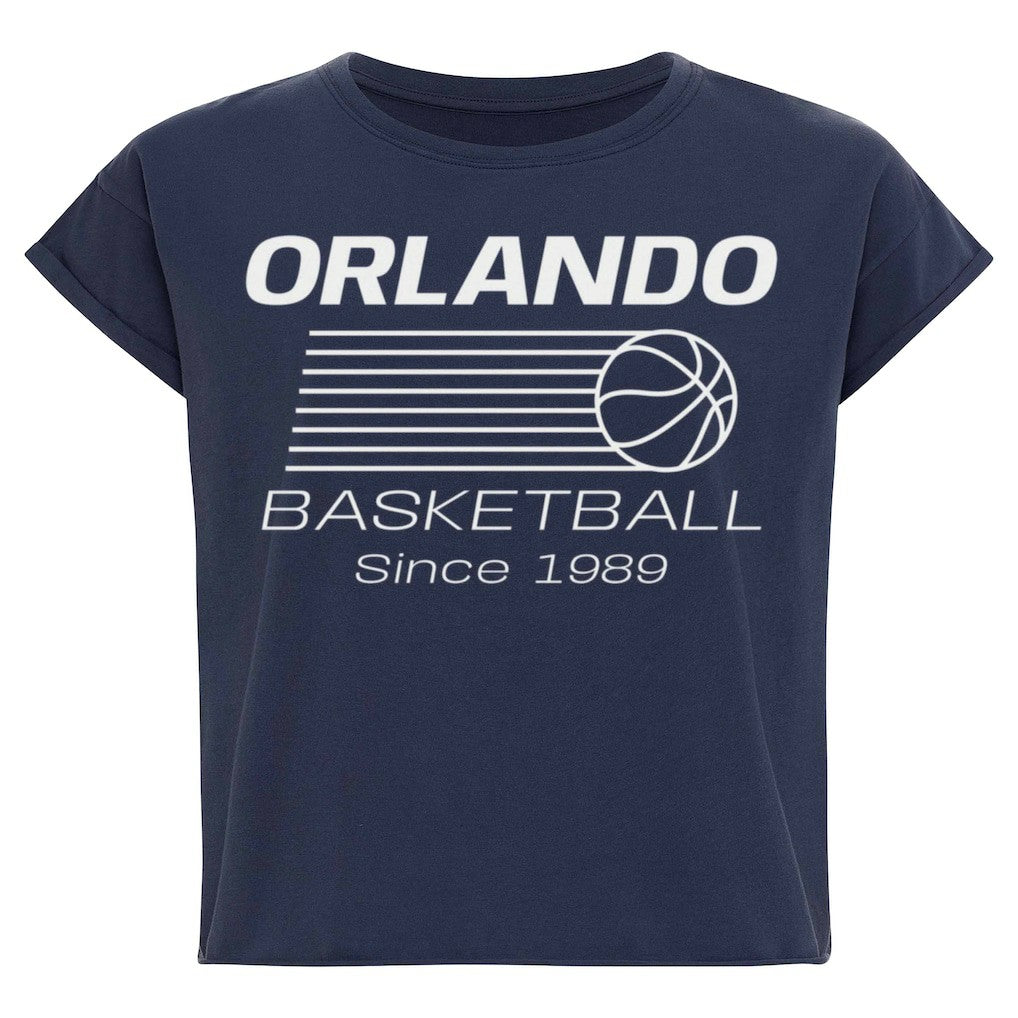 NBA - Orlando Magic Sportiqe Women's Athletic Club Collection Alana Premium Cropped T-Shirt - Navy