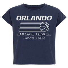 NBA - Orlando Magic Sportiqe Women's Athletic Club Collection Alana Premium Cropped T-Shirt - Navy