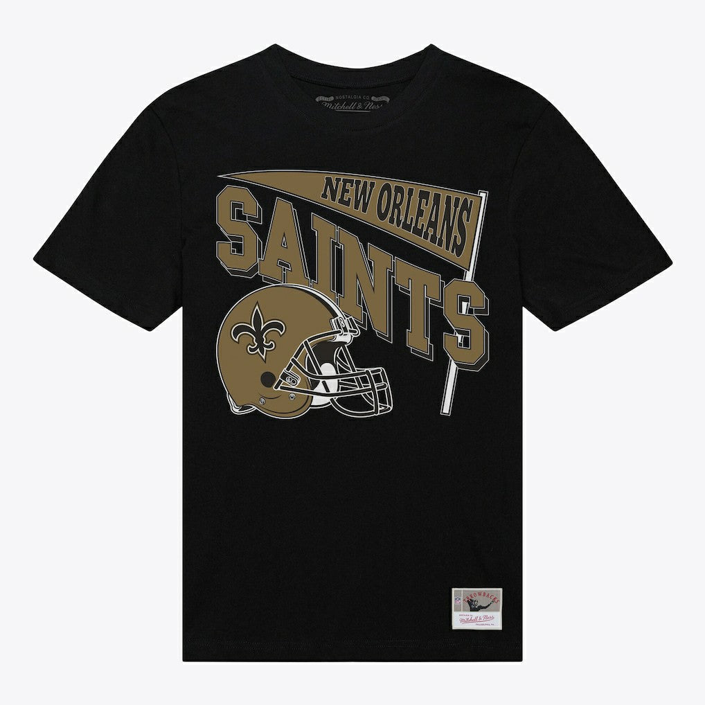 New Orleans Saints Women's Team Dynamic Boyfriend T-Shirt Black - Mitchell & Ness