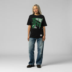 New York Jets Women's Team Dynamic Boyfriend T-Shirt Black - Mitchell & Ness