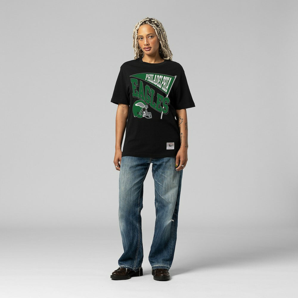 Philadelphia Eagles Women's Team Dynamic Boyfriend T-Shirt Black - Mitchell & Ness