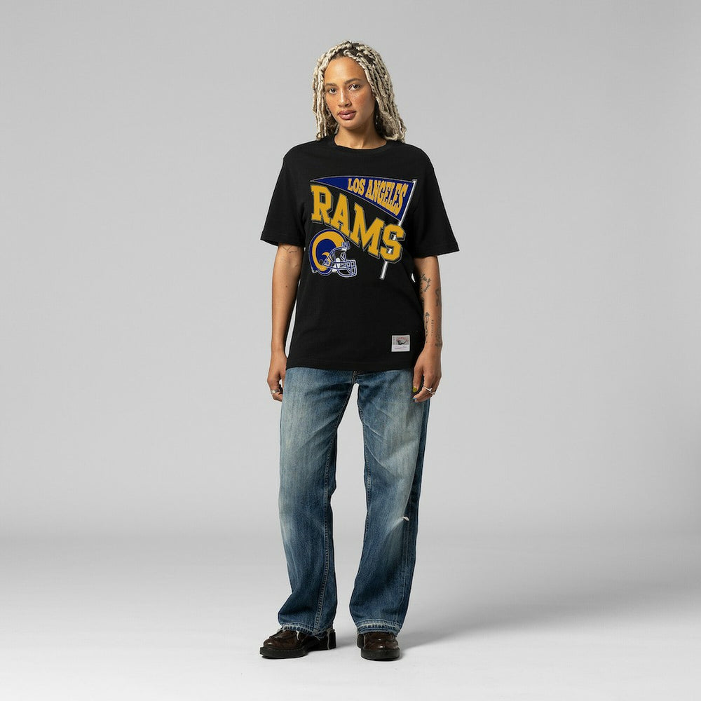 Los Angeles Rams Women's Team Dynamic Boyfriend T-Shirt Black - Mitchell & Ness