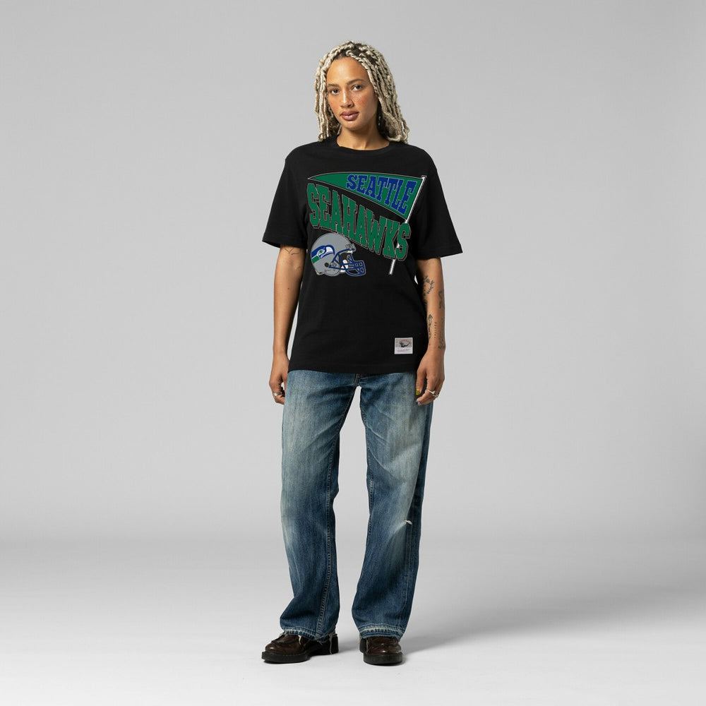 Seattle Seahawks Women's Team Dynamic Boyfriend T-Shirt Black - Mitchell & Ness