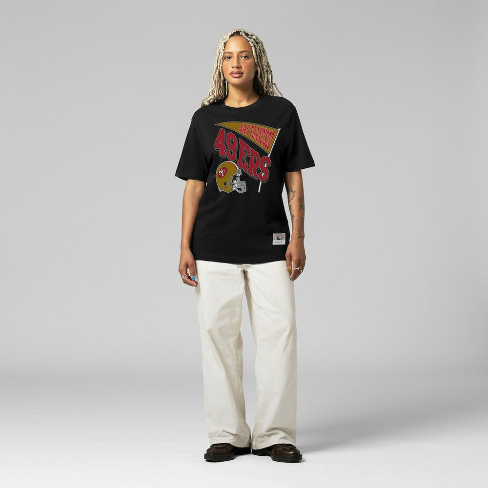 San Francisco 49ers Women's Team Dynamic Boyfriend T-Shirt Black - Mitchell & Ness