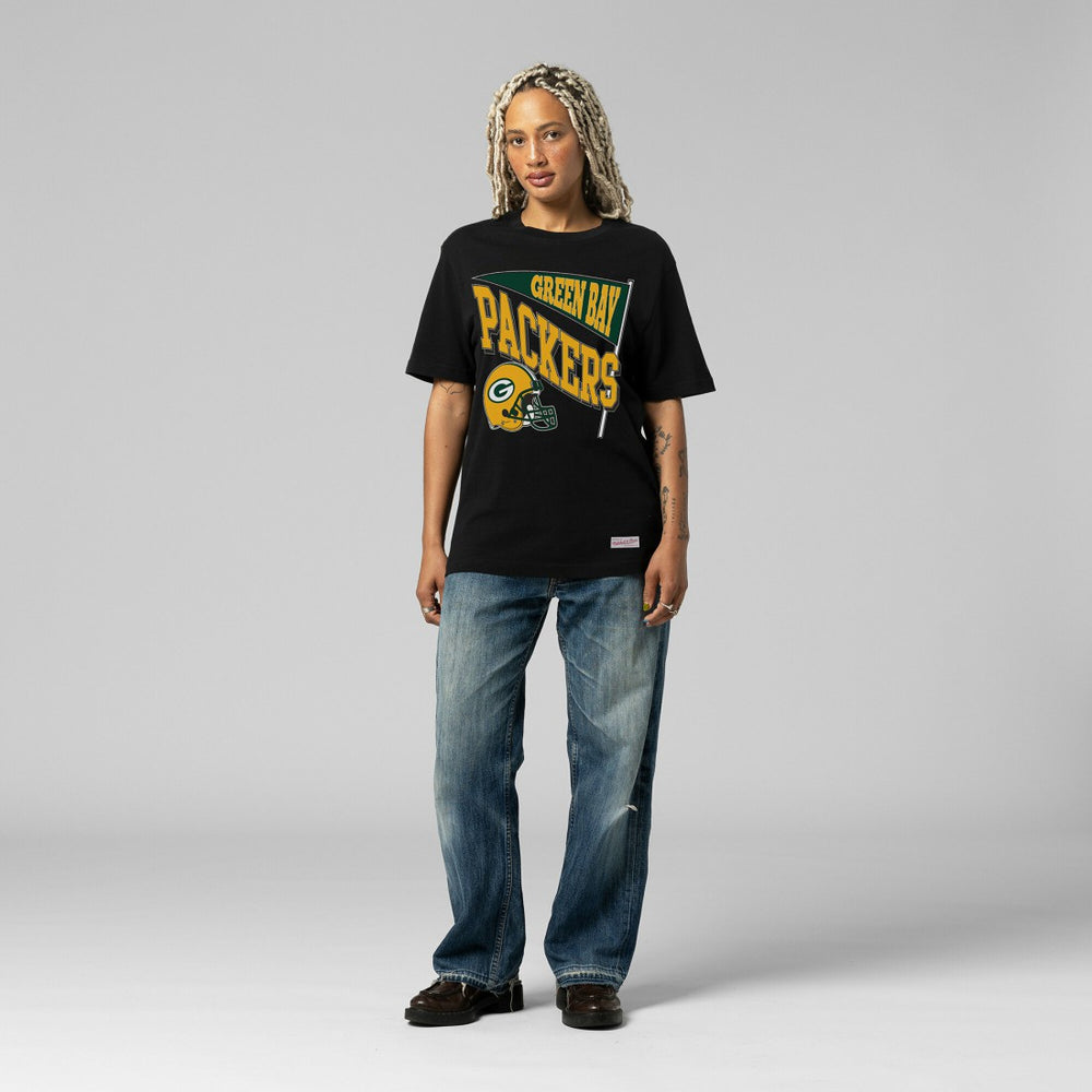 Green Bay Packers Women's Team Dynamic Boyfriend T-Shirt Black - Mitchell & Ness