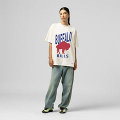 Buffalo Bills Women's Logo Rise Boyfriend T-Shirt Cream - Mitchell & Ness