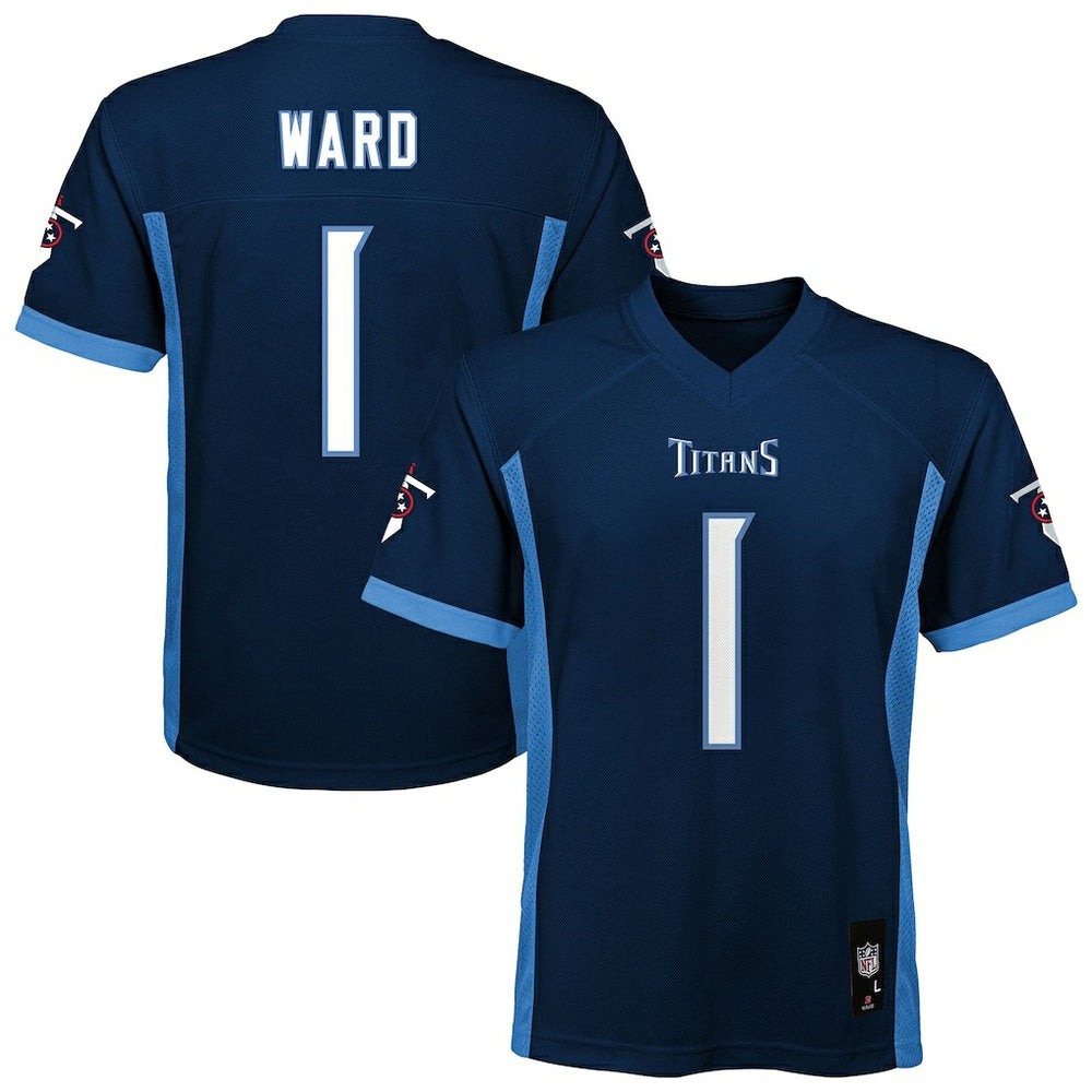 Cameron Ward Tennessee Titans Youth Replica Player Jersey Navy - NFL