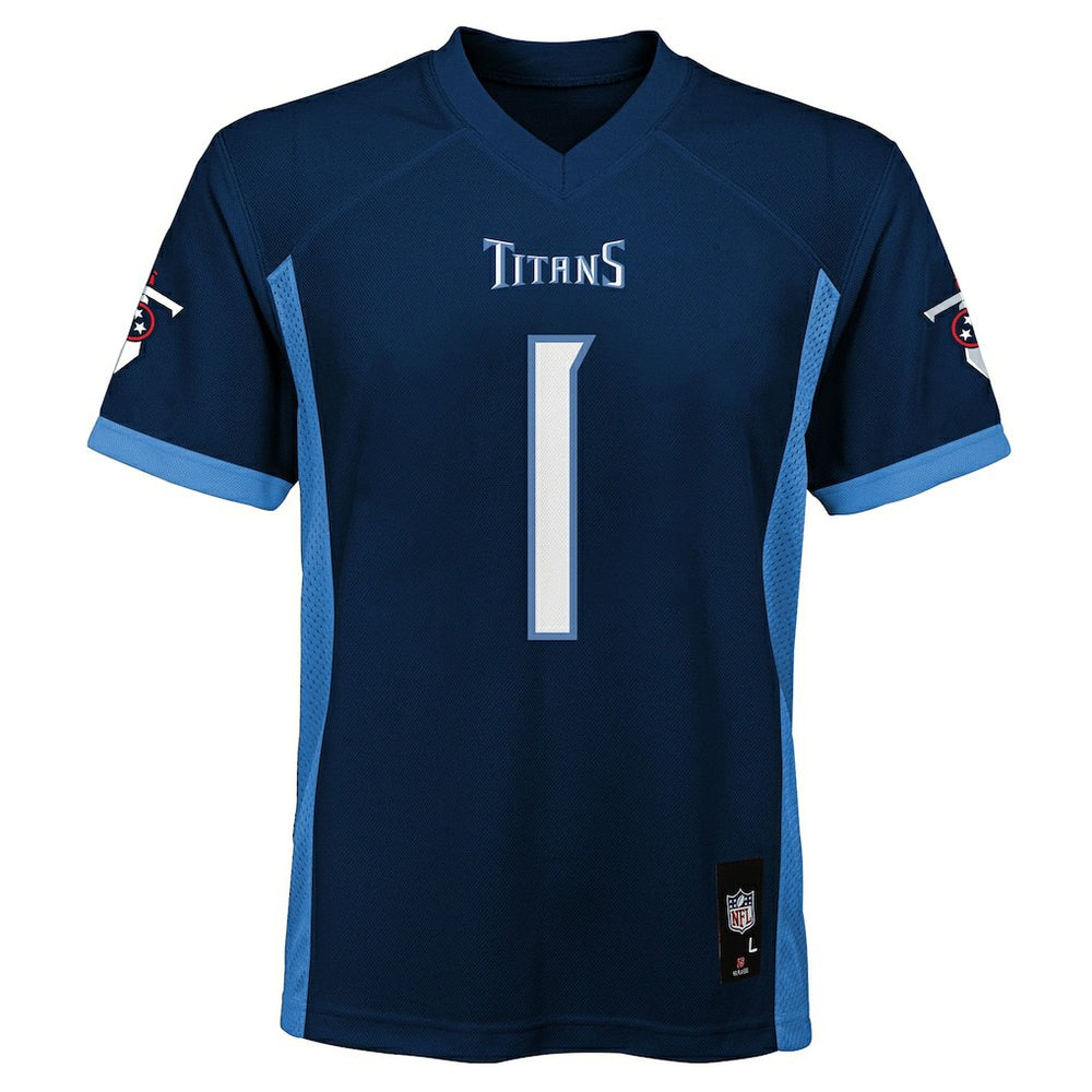 Cameron Ward Tennessee Titans Youth Replica Player Jersey Navy - NFL