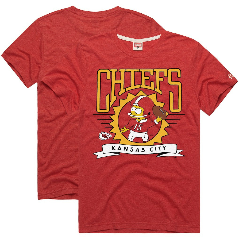 Kansas City Chiefs Homage x The Simpsons Unisex Tri-Blend T-Shirt Red - NFL
