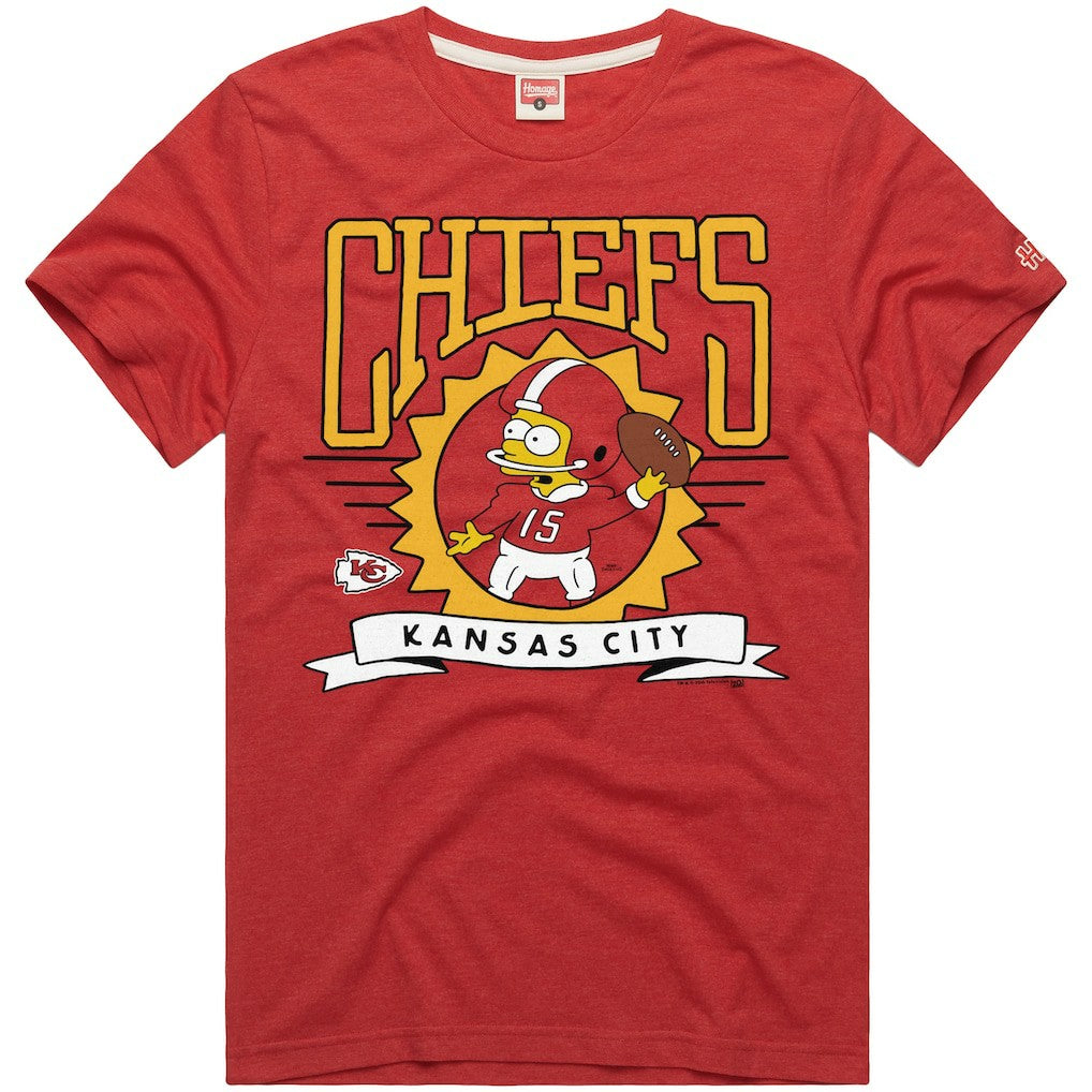 Kansas City Chiefs Homage x The Simpsons Unisex Tri-Blend T-Shirt Red - NFL