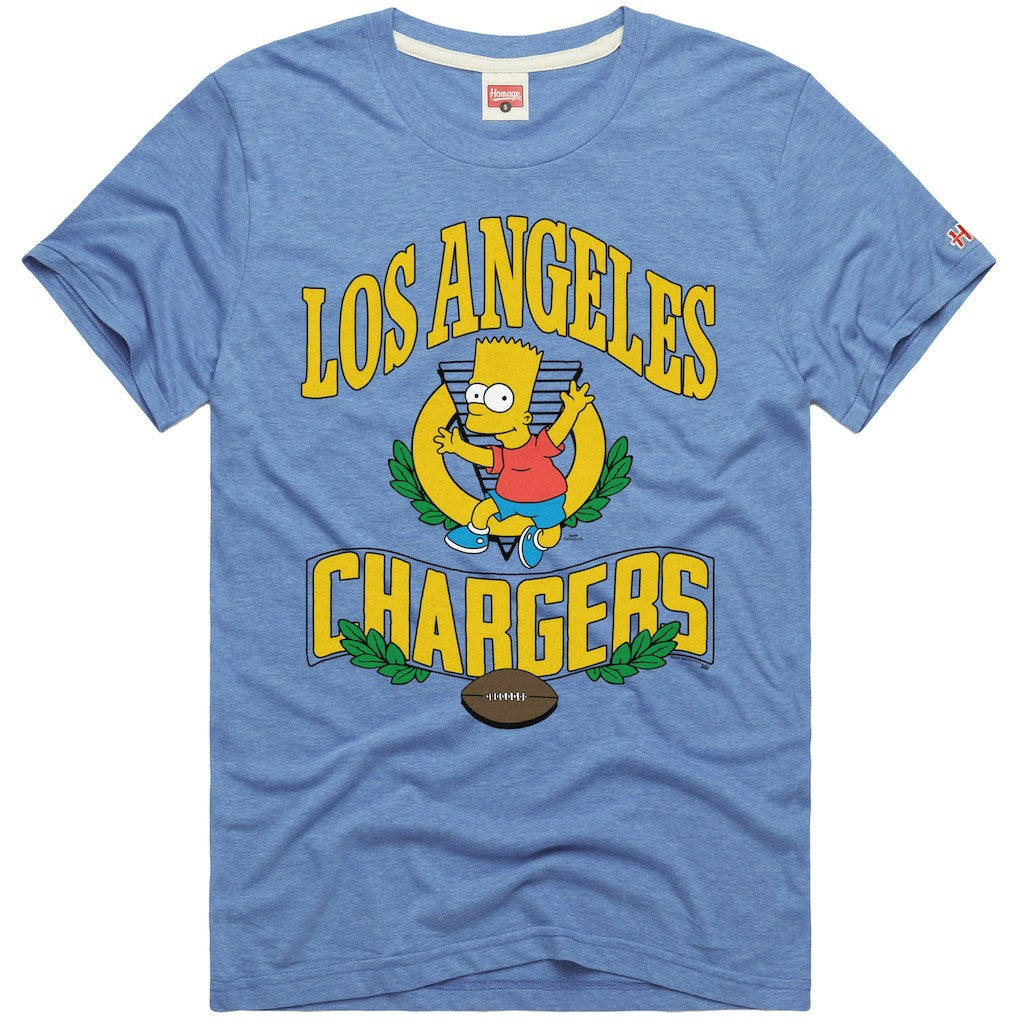 Los Angeles Chargers Homage x The Simpsons Unisex Tri-Blend T-Shirt Powder Blue - NFL