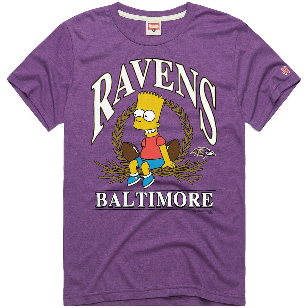 Baltimore Ravens Homage x The Simpsons Unisex Tri-Blend T-Shirt Purple - NFL