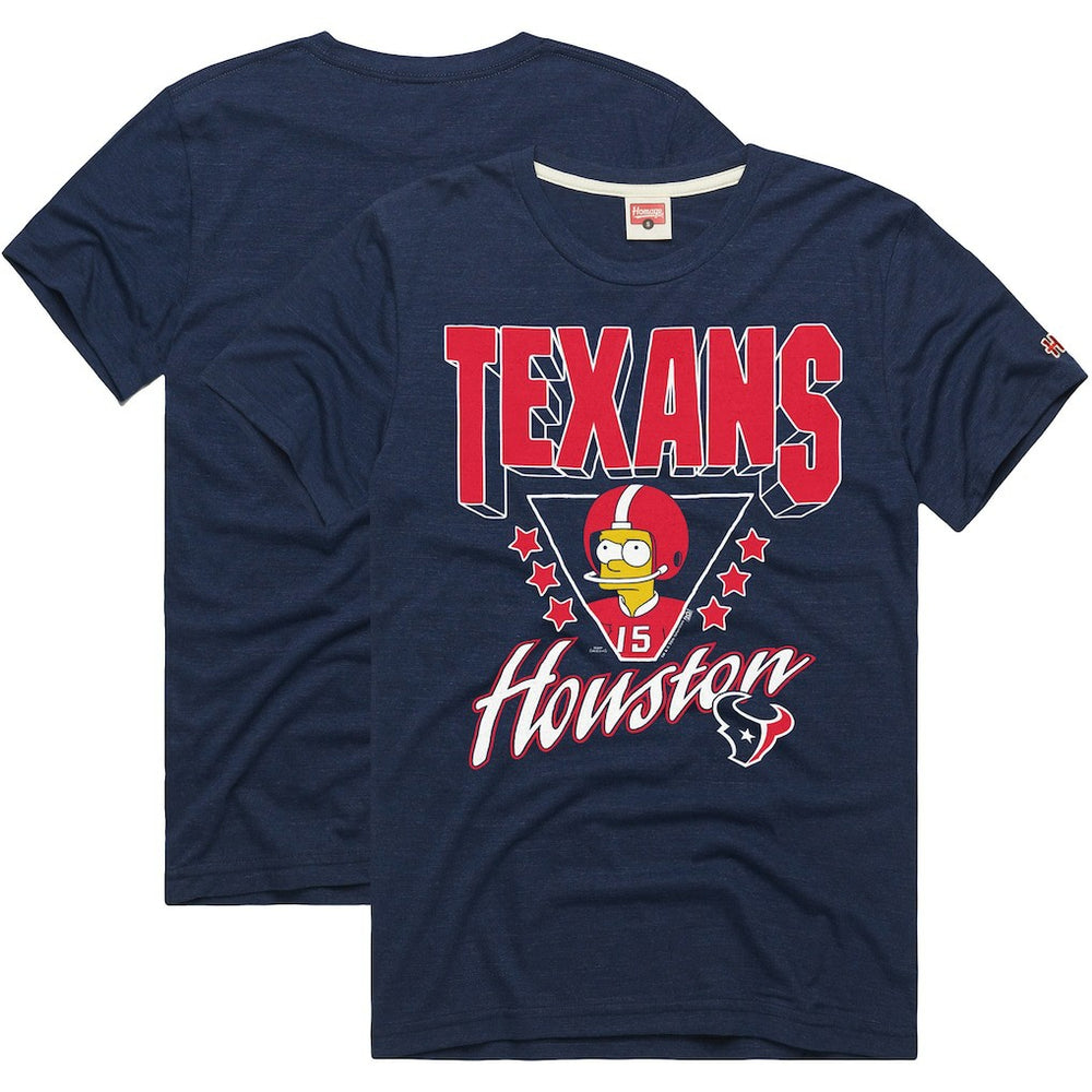 Houston Texans Homage x The Simpsons Unisex Tri-Blend T-Shirt Navy - NFL