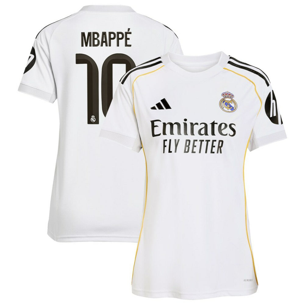 Adidas Kylian Mbappé Real Madrid Women's 2025/26 Home Replica Player Jerseys - White