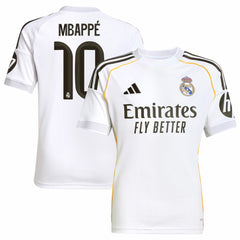 Adidas Kylian Mbappé Real Madrid Youth 2025/26 Home Replica Player Jerseys - White