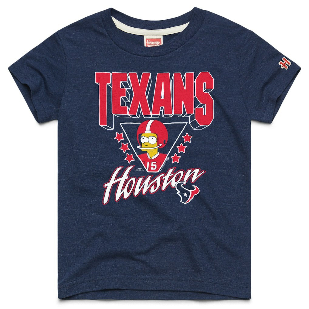 Houston Texans Homage x The Simpsons Youth Tri-Blend T-Shirt Navy - NFL