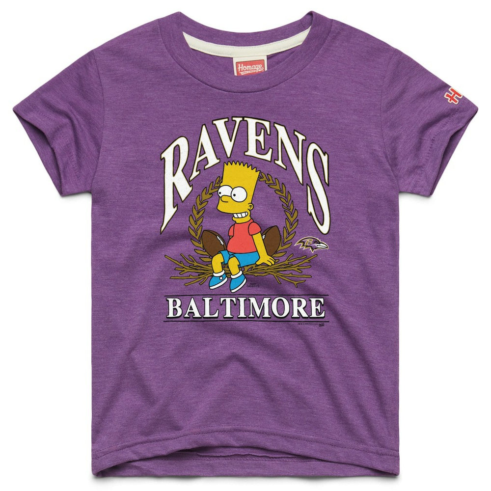 Baltimore Ravens Homage x The Simpsons Youth Tri-Blend T-Shirt Purple - NFL