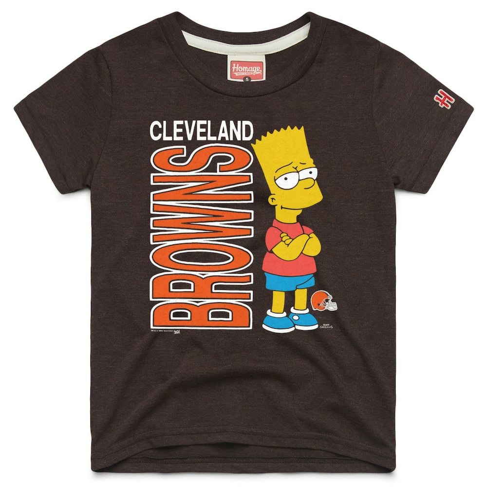 Cleveland Browns Homage x The Simpsons Youth Tri-Blend T-Shirt Brown - NFL