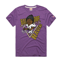 Lamar Jackson Baltimore Ravens Homage Unisex Caricature Player Graphic Tri-Blend T-Shirt Purple - NFL