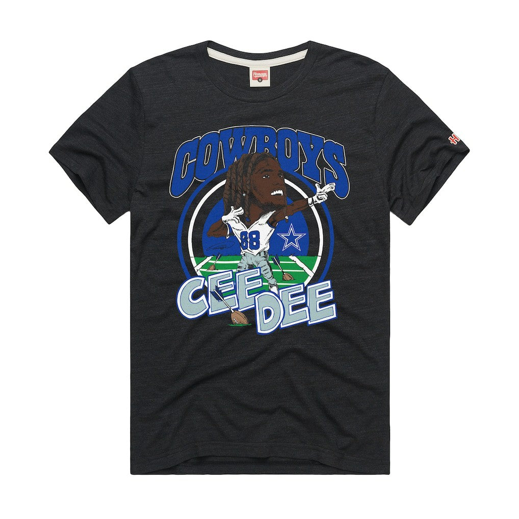 CeeDee Lamb Dallas Cowboys Homage Unisex Caricature Player Graphic Tri-Blend T-Shirt Charcoal - NFL