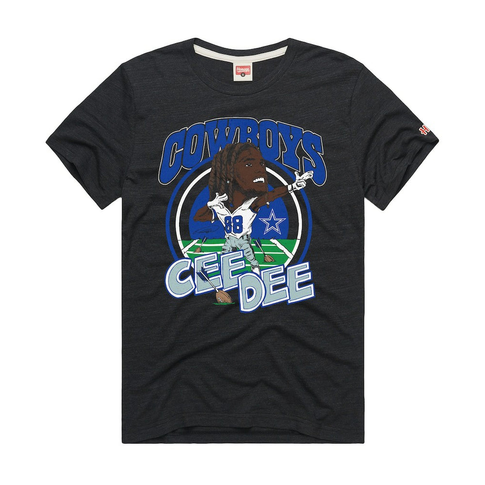 CeeDee Lamb Dallas Cowboys Homage Unisex Caricature Player Graphic Tri-Blend T-Shirt Charcoal - NFL