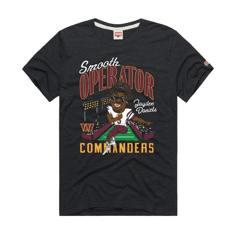 Jayden Daniels Washington Commanders Homage Unisex Caricature Player Graphic Tri-Blend T-Shirt Charcoal - NFL