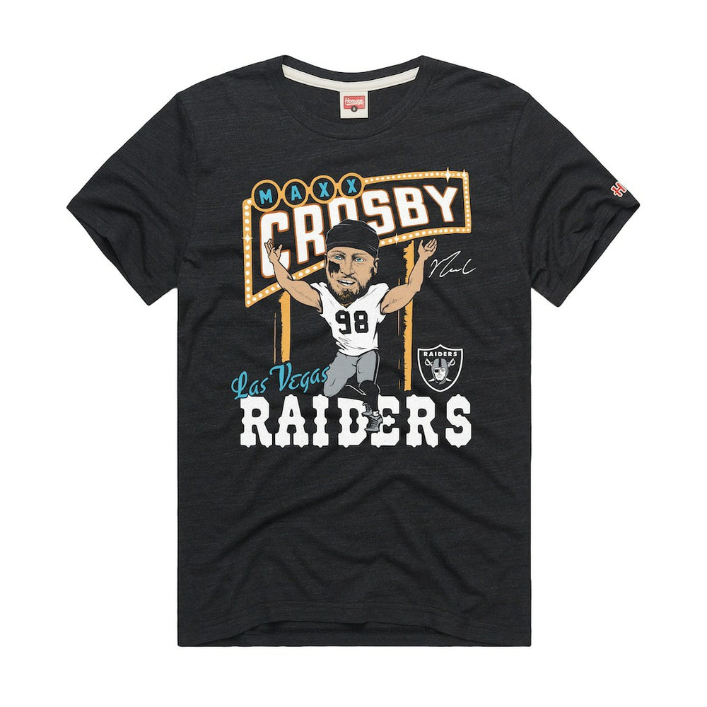 Maxx Crosby Las Vegas Raiders Homage Unisex Caricature Player Graphic Tri-Blend T-Shirt Charcoal - NFL