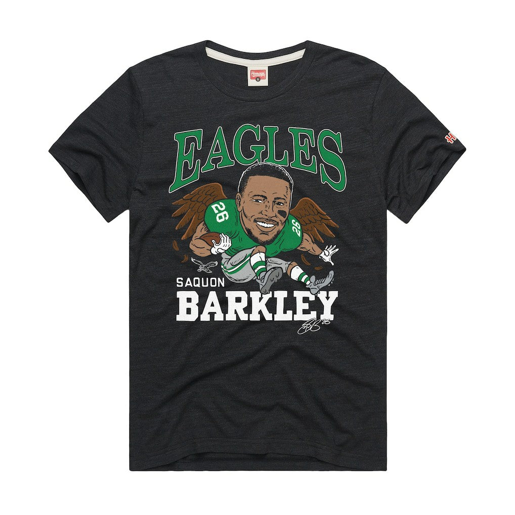 Saquon Barkley Philadelphia Eagles Homage Unisex Caricature Player Graphic Tri-Blend T-Shirt Charcoal - NFL