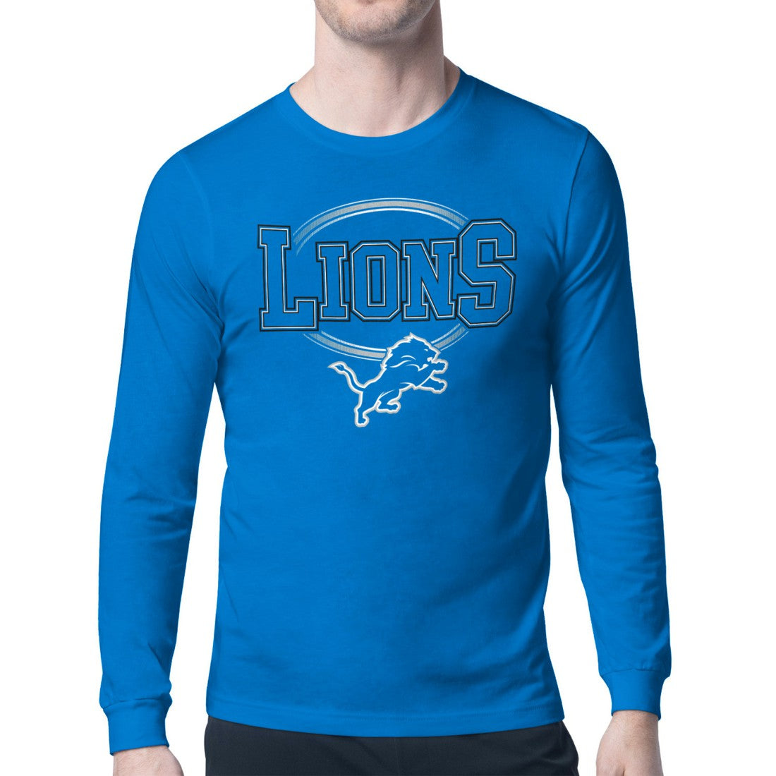 Detroit Lions Starter Team Track Graphic Long Sleeve T-Shirt Blue - NFL