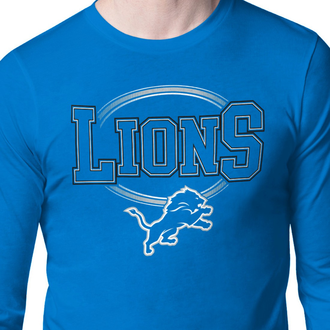 Detroit Lions Starter Team Track Graphic Long Sleeve T-Shirt Blue - NFL