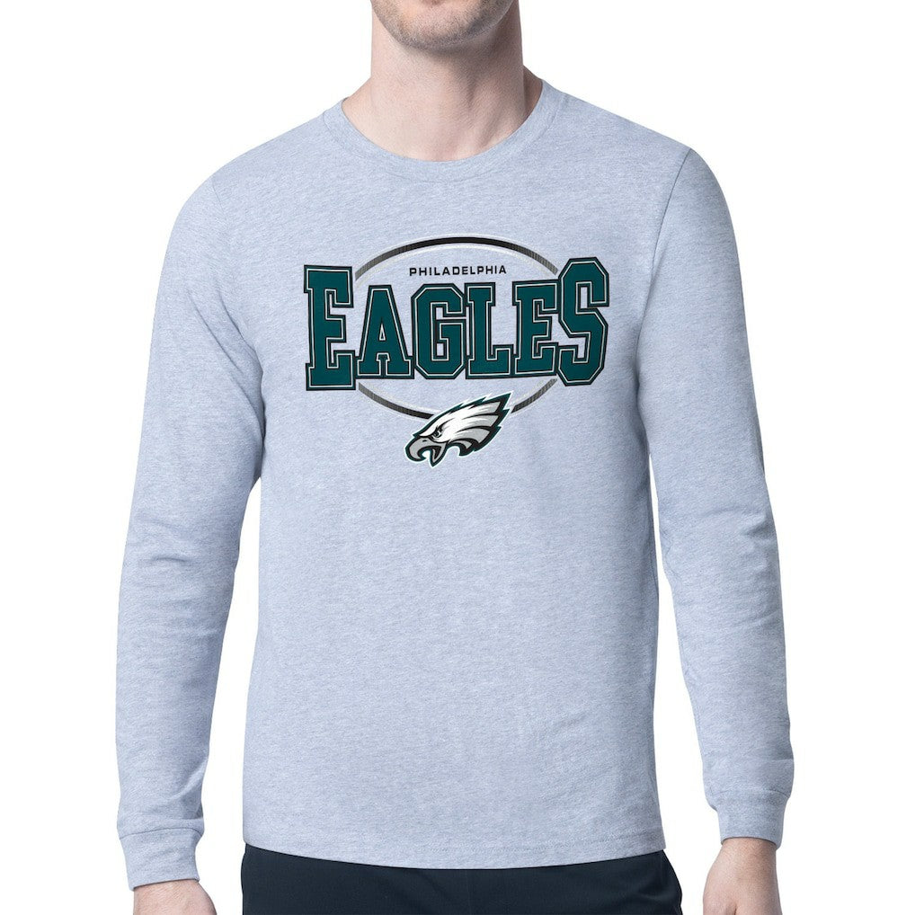 Philadelphia Eagles Starter Team Track Graphic Long Sleeve T-Shirt Heather Gray - NFL